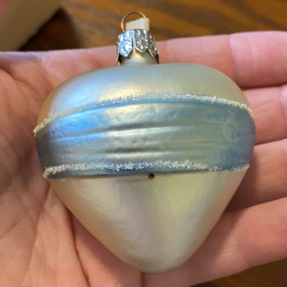 Czech Republic blown glass coquette heart Christmas tree ornaments set of 3 - Picture 7 of 12